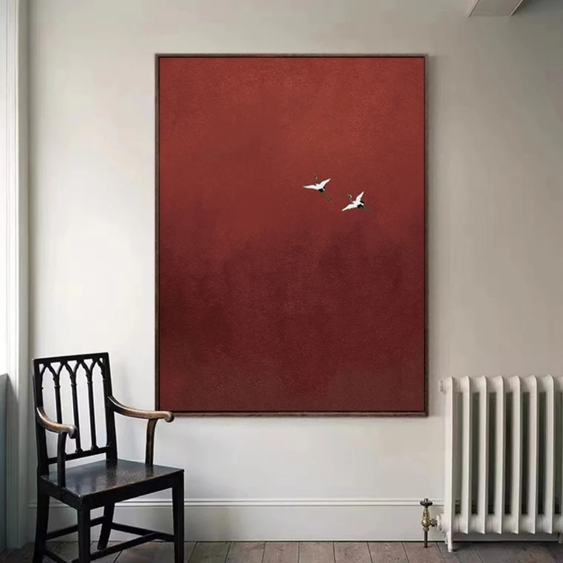 Dramatic Red Sky, Birds in Flight, Contemporary Wall Canvas #BGA 091