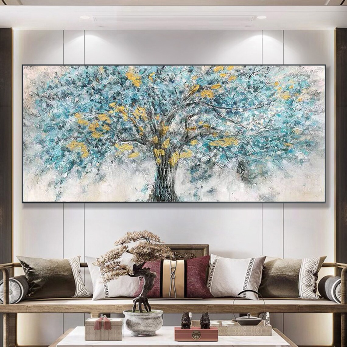 Tree of Life Wall Art in Blue and Yellow #BGA 029