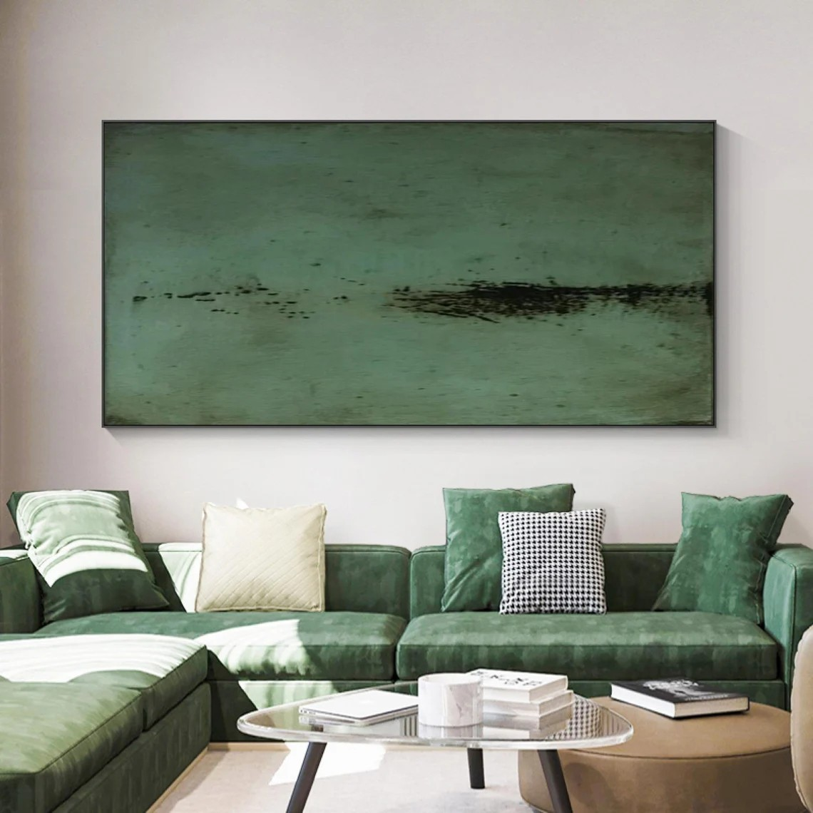 Green Canvas Art, Abstract Minimalist, Contemporary Wall Piece #BGA 096