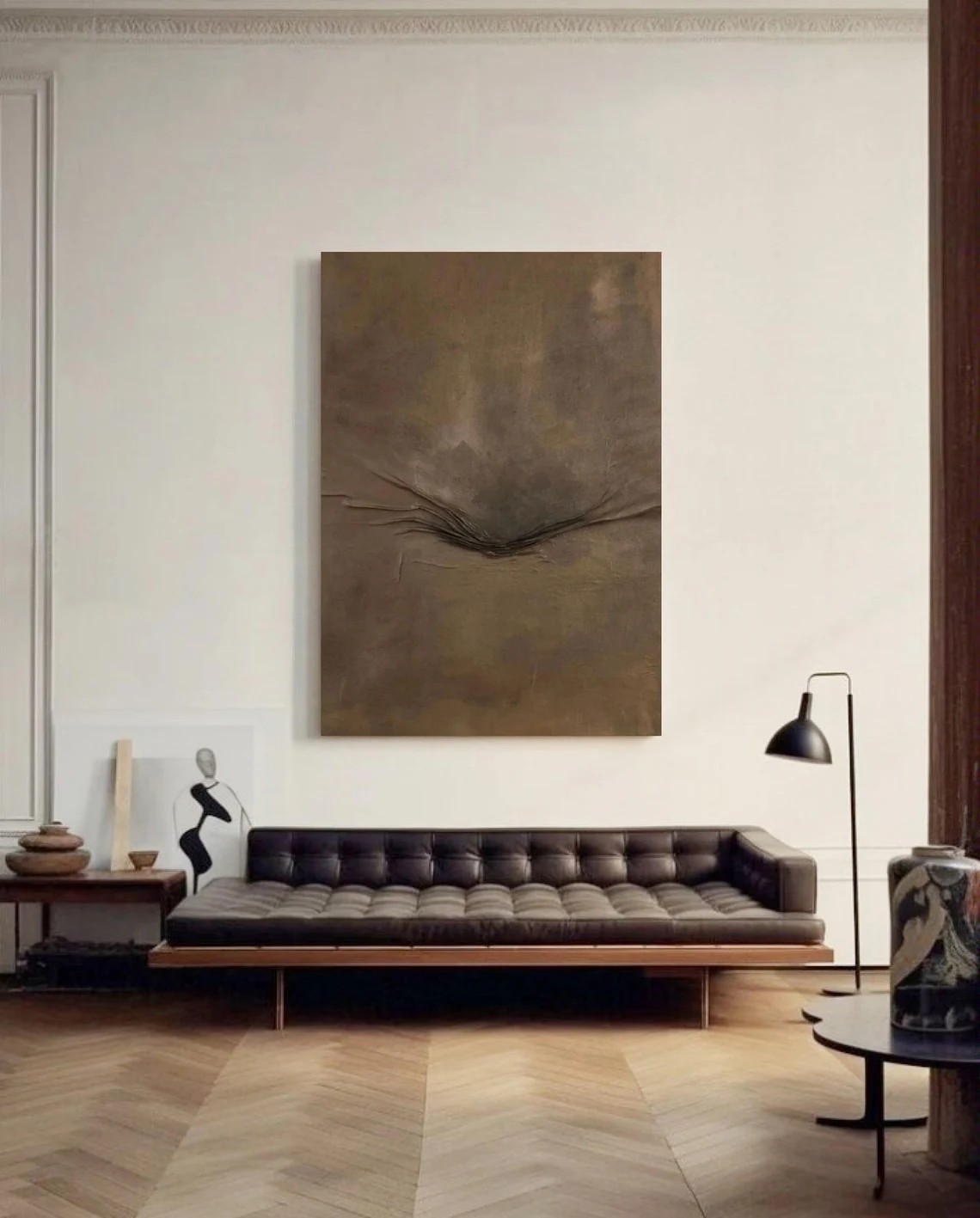 Whispers of Earth: Textured Neutral Wabi-Sabi Canvas #BGA 099