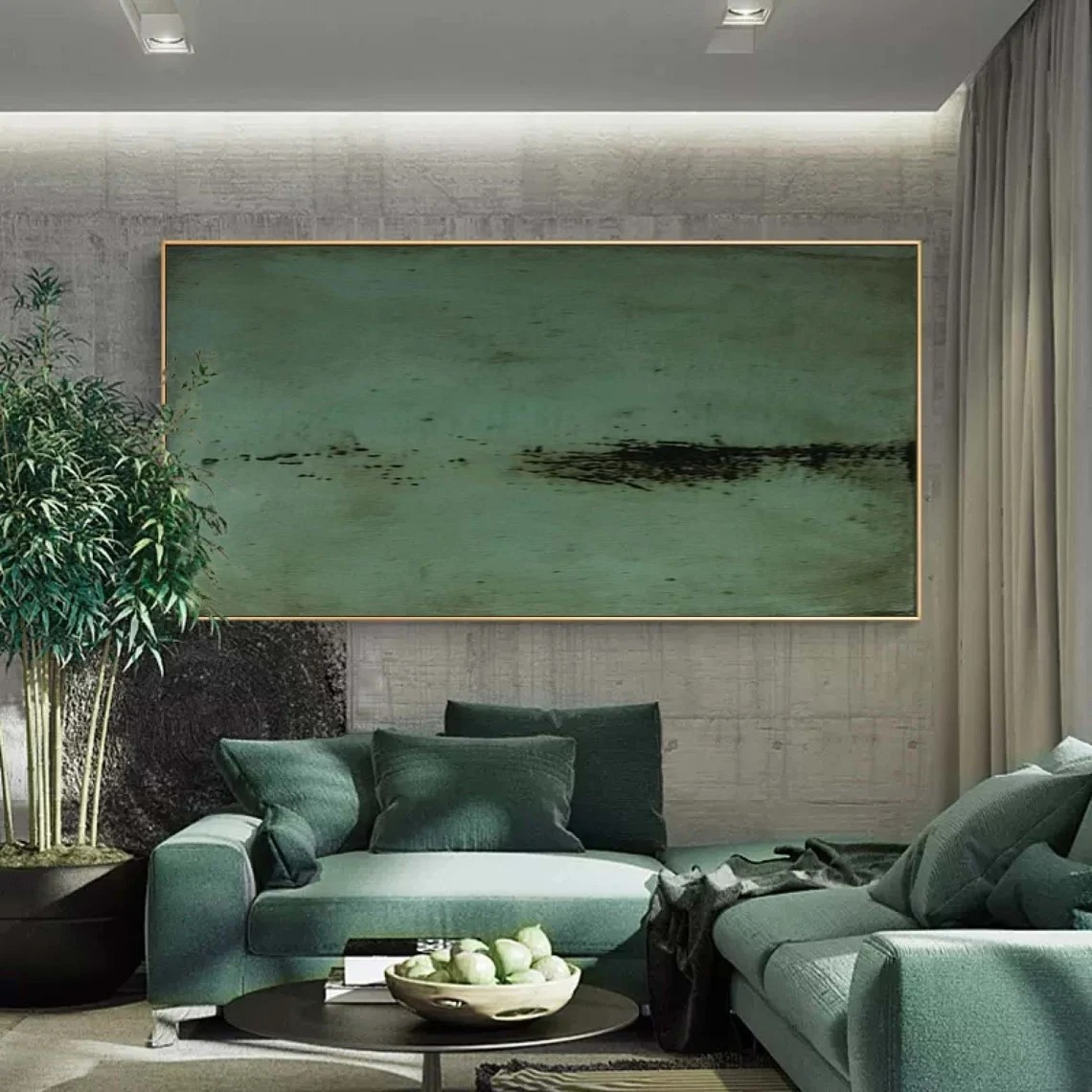 Green Canvas Art, Abstract Minimalist, Contemporary Wall Piece #BGA 096