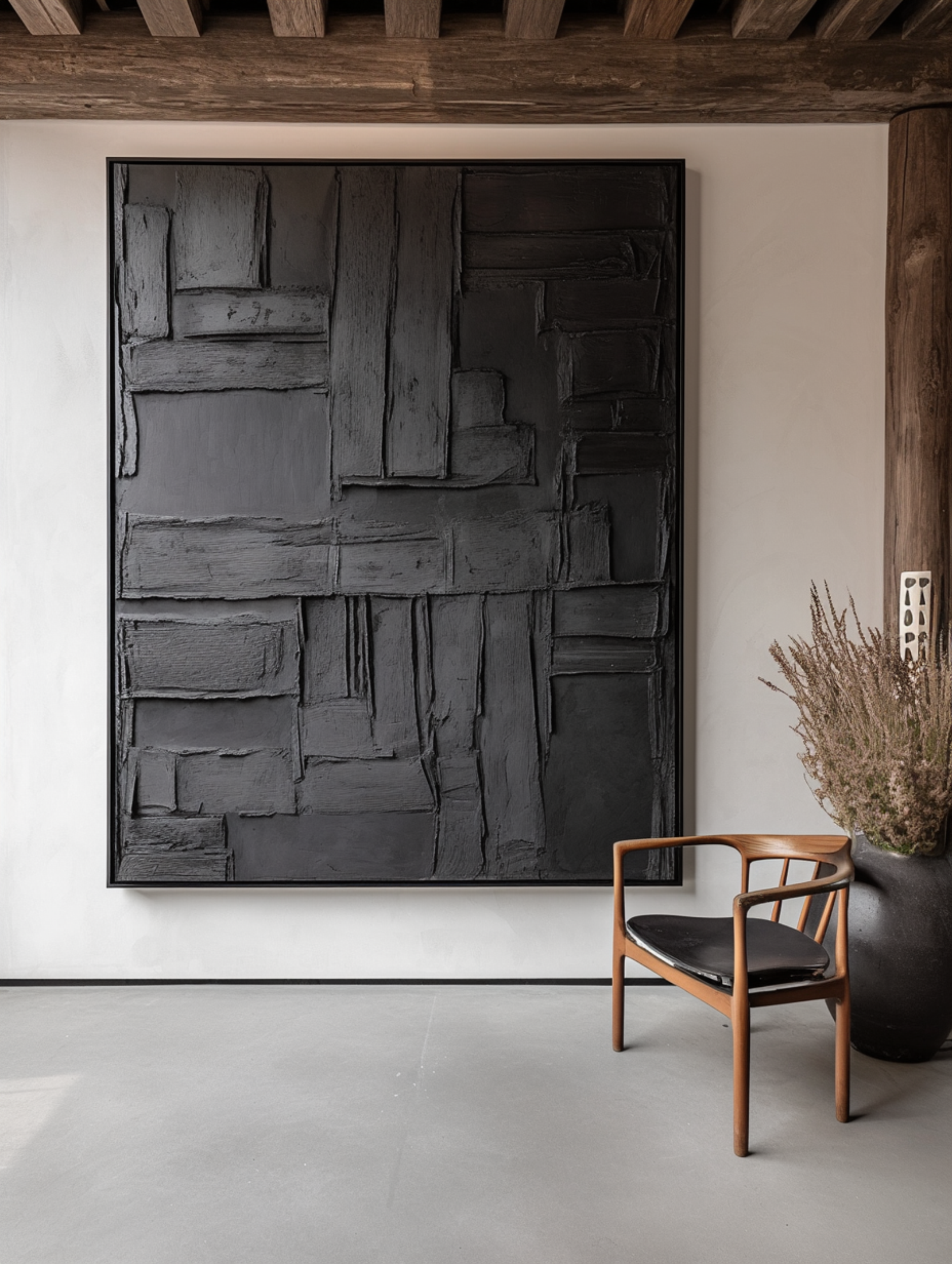 Contemporary Black Wall Art, Layered Geometric Design #BGA 147