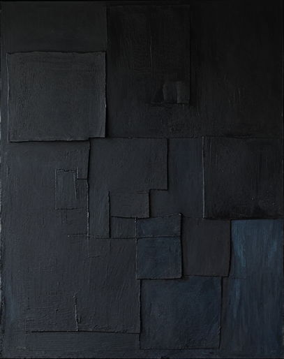 Elegant Minimalist Black Art Abstract Textured Paintings for Chic Interiors #BM 047