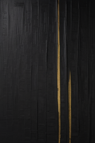 Modern Black Impasto Diptych with Vertical Gold Fissures #BGA 207