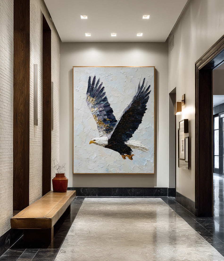 Abstract Wildlife Canvas Bold Eagle Textured Artwork #WG 050