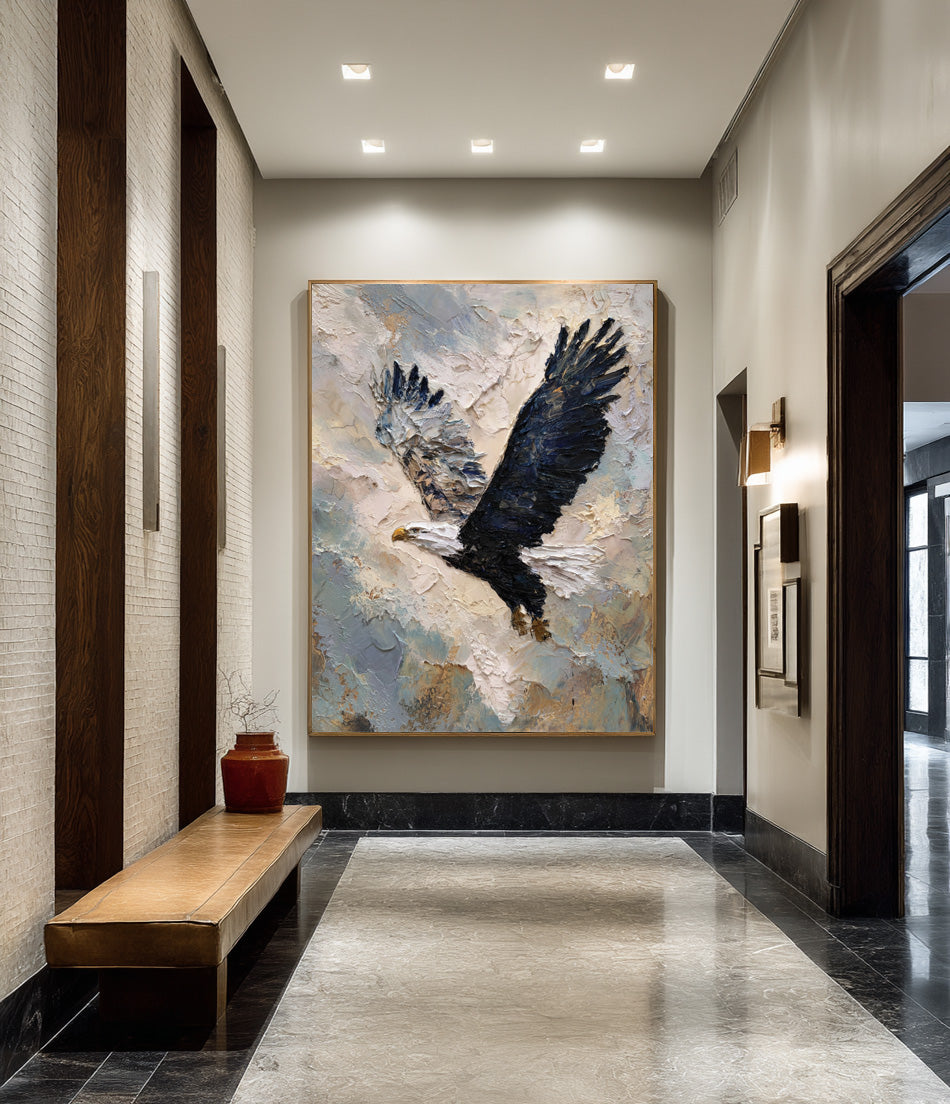 Abstract Wildlife Canvas Bold Eagle Textured Artwork #WG 049