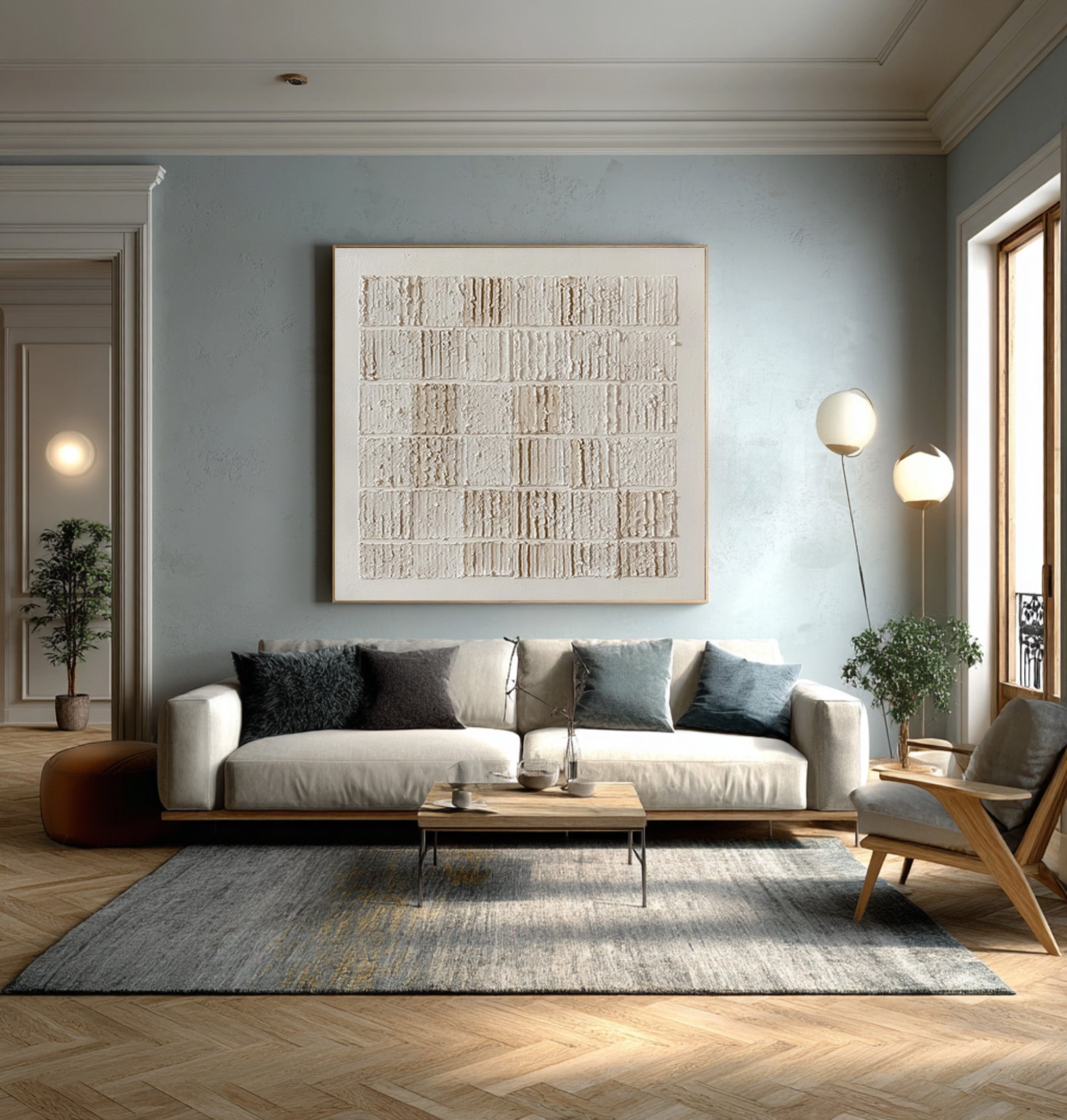 Textured Block Art Square Neutral Wall Decor #WG 054