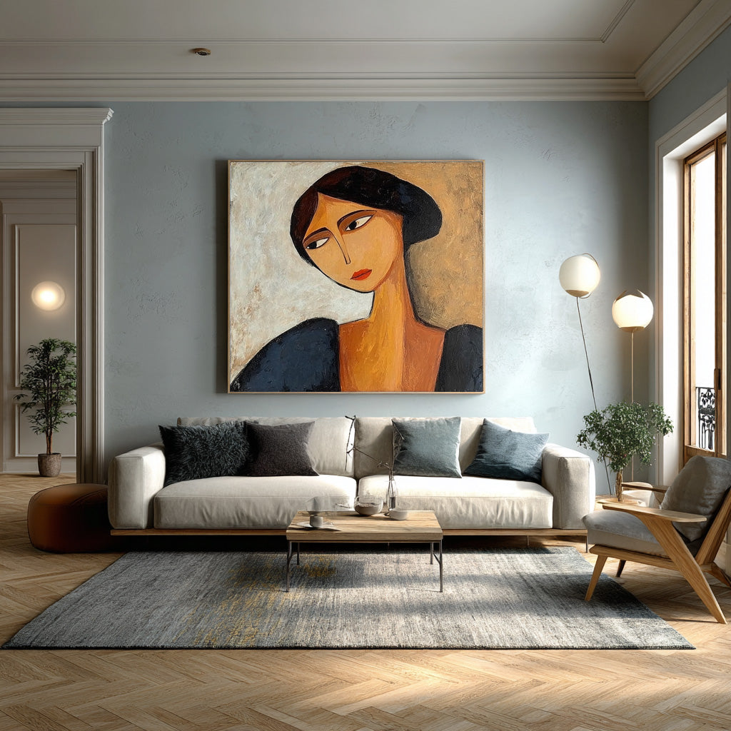 Contemporary Woman Portrait Original Oil Painting on Canvas #WG 087