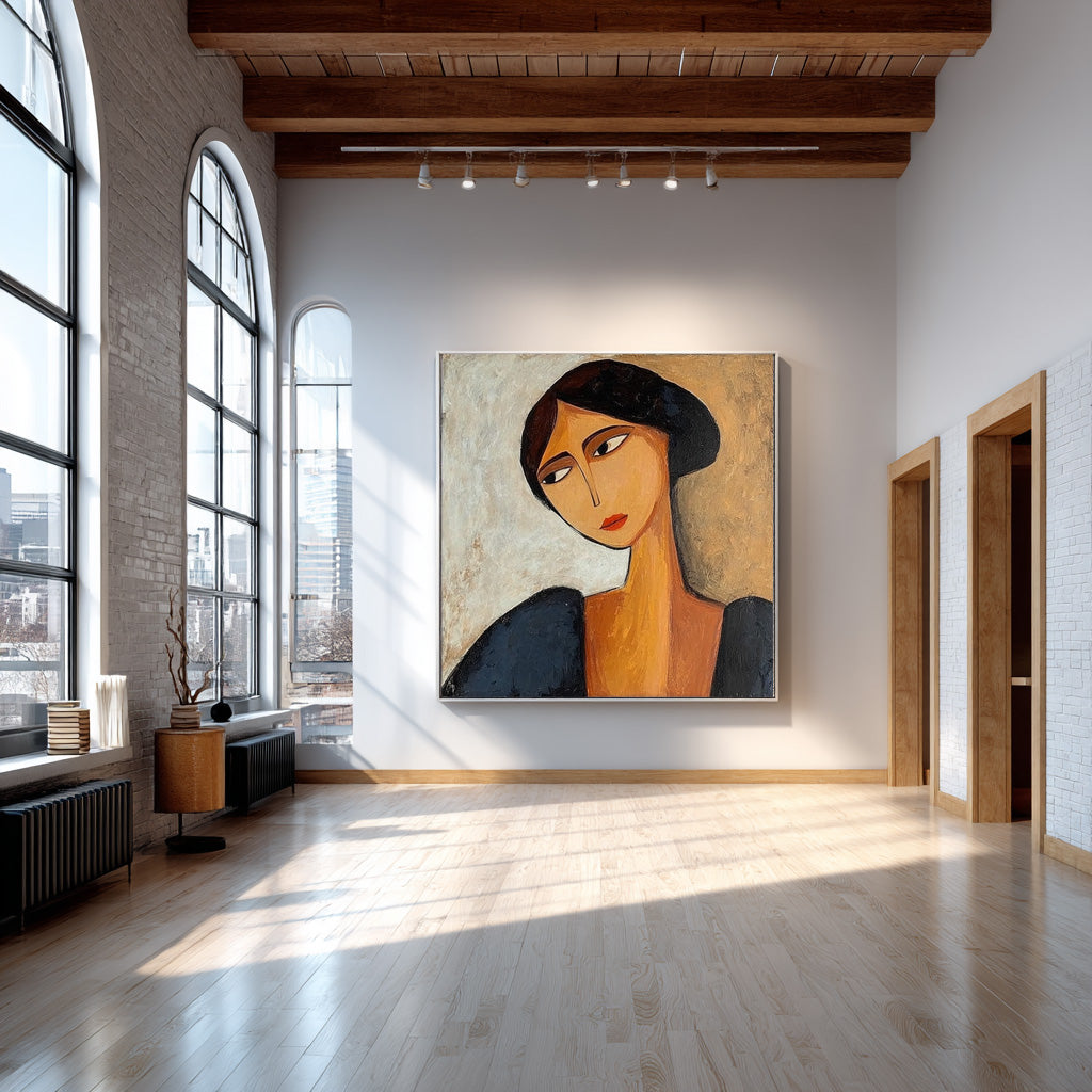 Contemporary Woman Portrait Original Oil Painting on Canvas #WG 087