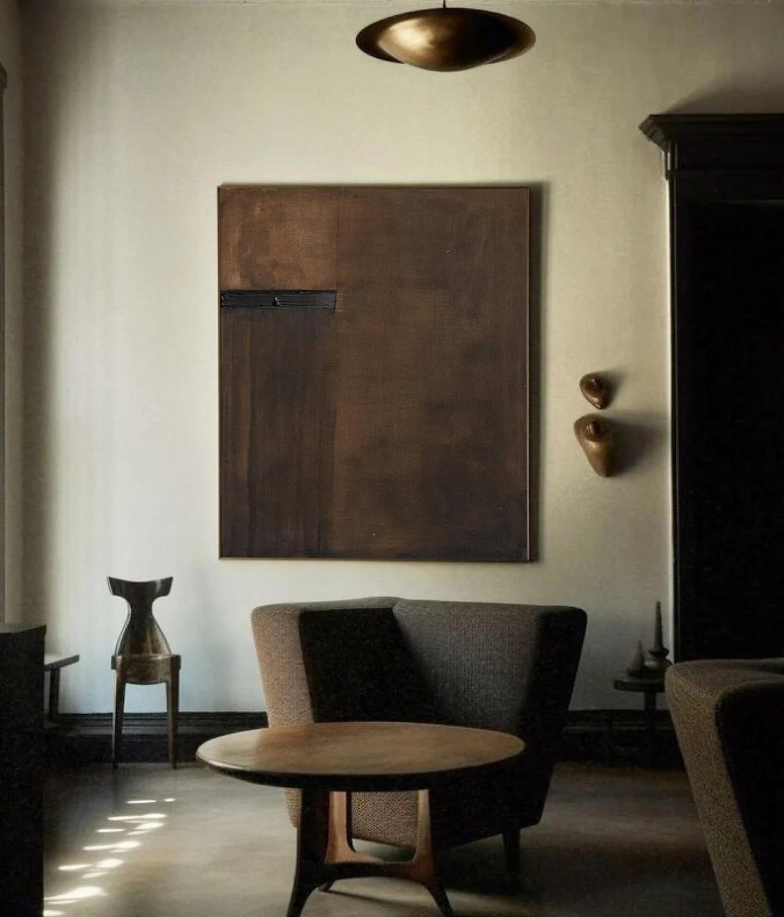 Large Brown Minimalist Painting, Wabi-Sabi Inspired Wall Art #BGA 080
