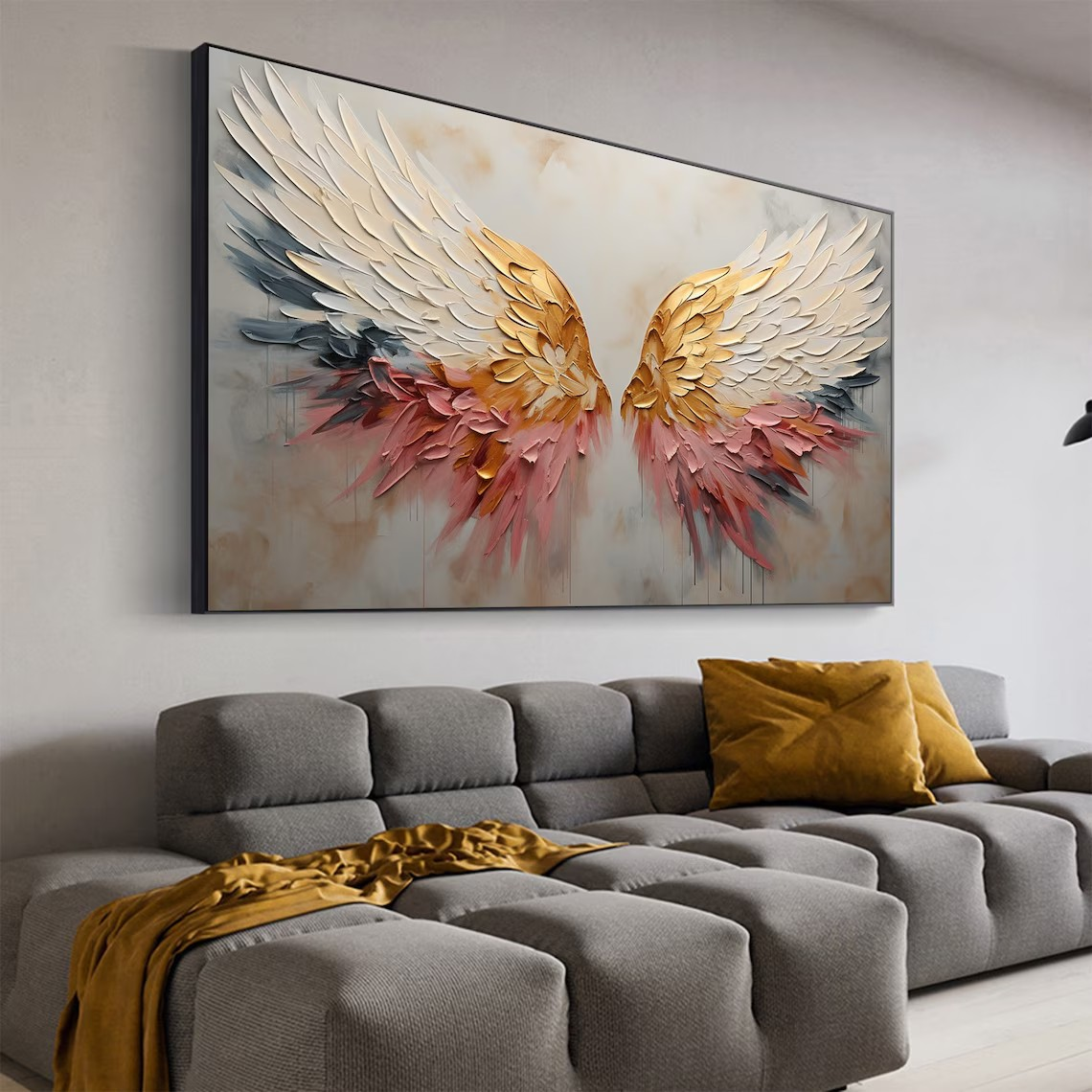 3D Angel Wing Abstract Wall Art in Soft Tones #BGA 022