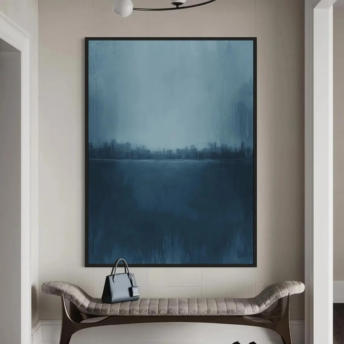 Minimalist Blue Landscape Abstract, Modern Serene Wall Decor #BGA 083