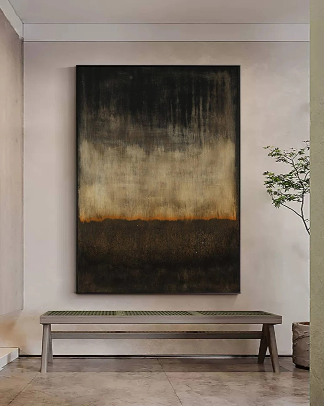 Black and Beige Tonal Abstract, Modern Textured Art Piece #BGA 100