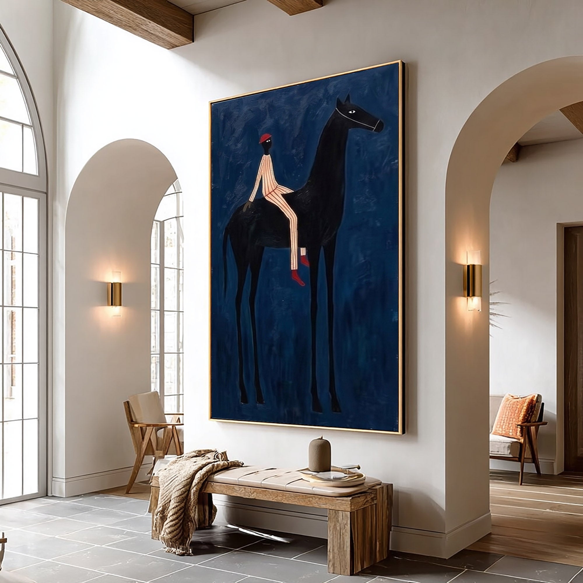 Large Modern Cowboy Wall Art Contemporary Equestrian Painting