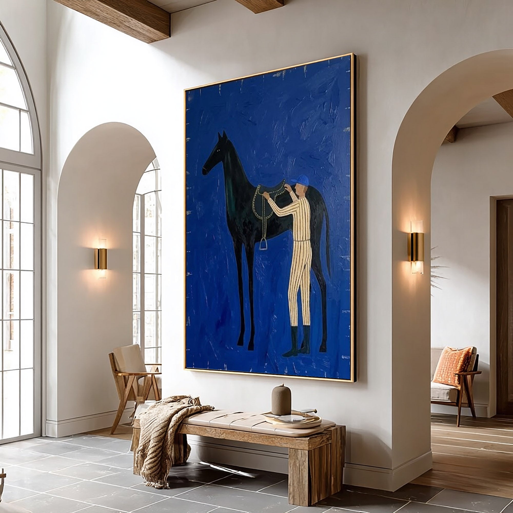 Large Cowboy Horse Wall Art Contemporary Western Equestrian Painting