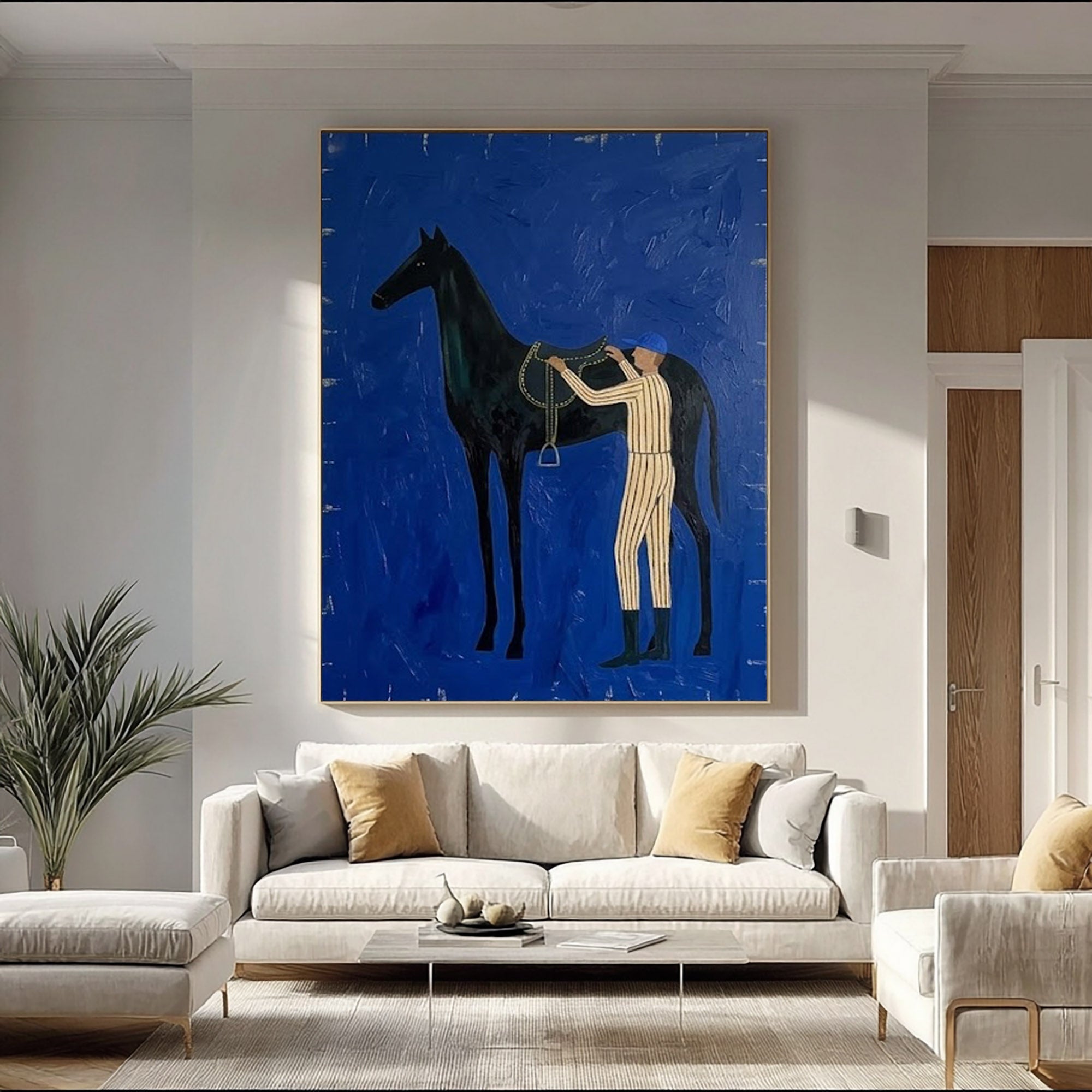 Large Cowboy Horse Wall Art Contemporary Western Equestrian Painting