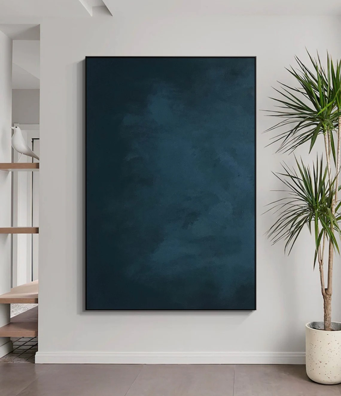 Dark Blue Abstract Art, Subtle Texture Painting, Modern Decor #BGA 078