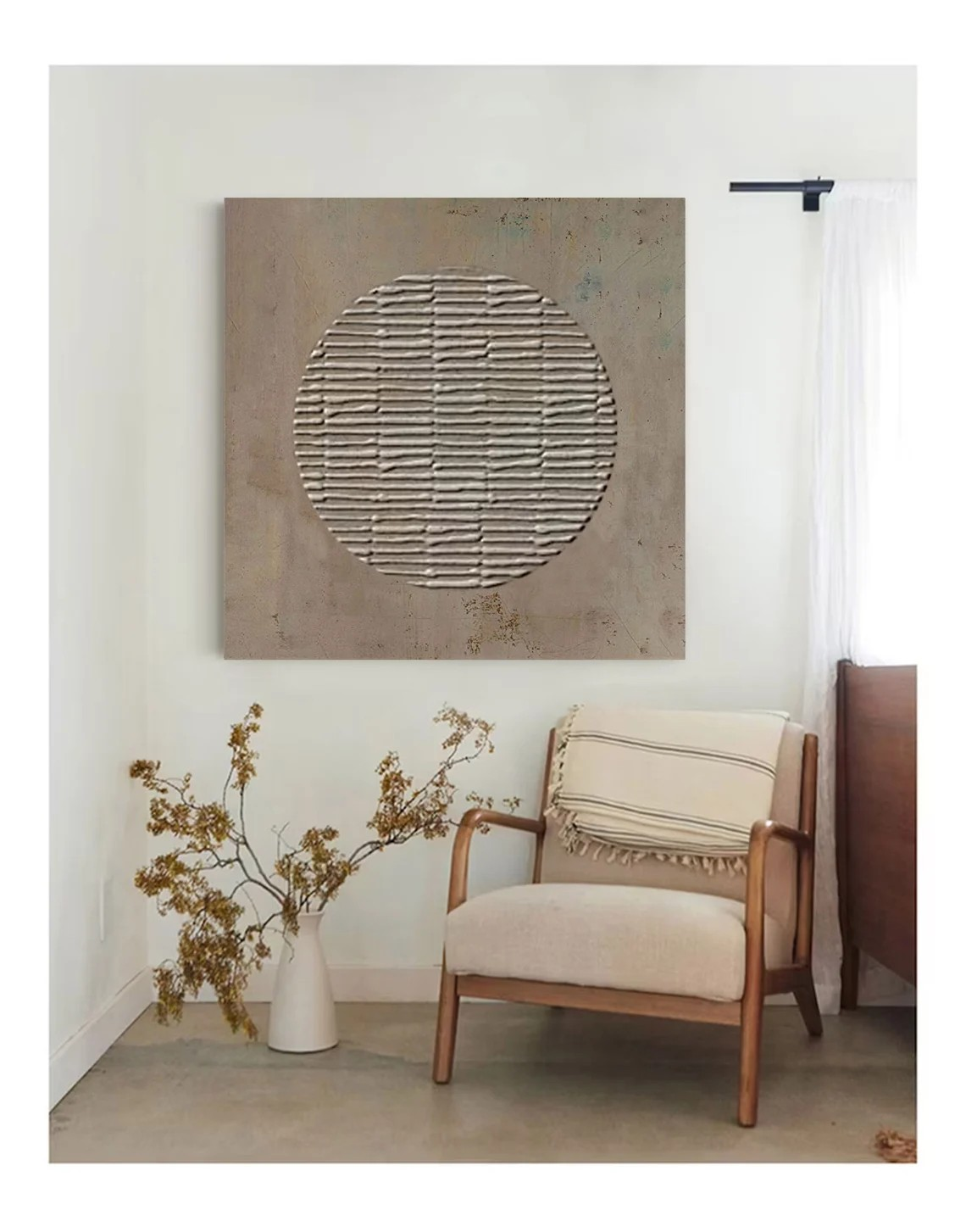 Soft Beige Wabi Sabi Wall Art With Circle #WSA 009