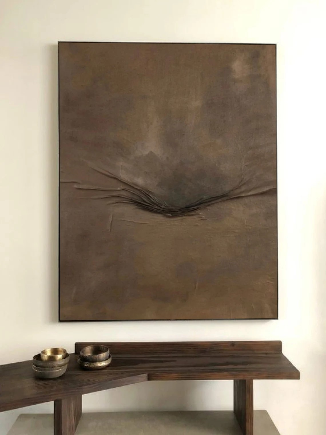 Whispers of Earth: Textured Neutral Wabi-Sabi Canvas #BGA 099