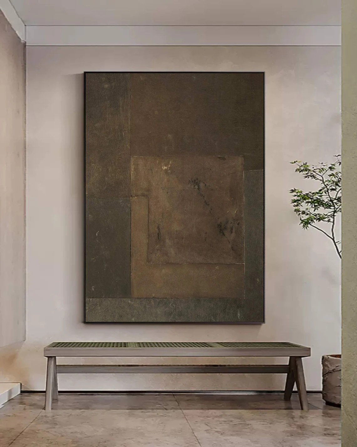 Large Contemporary Brown Abstract, Tactile Depth Wall Art #BGA 104