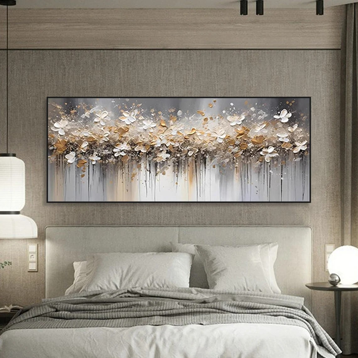 Modern Abstract Floral Wall Art with Golden Highlights #BGA 011
