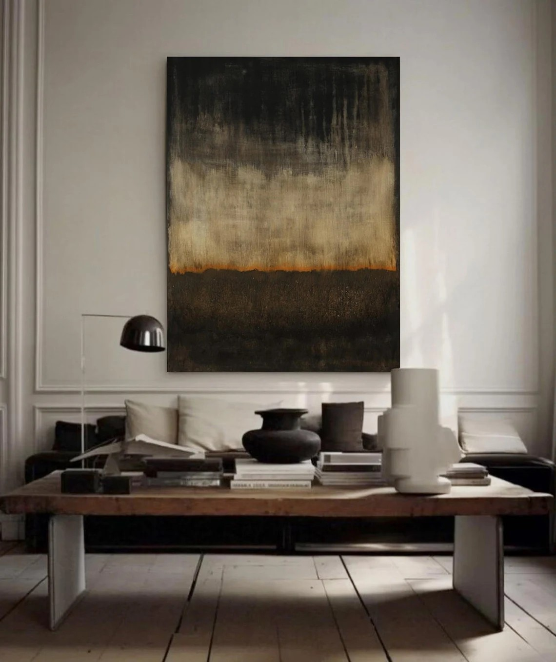 Black and Beige Tonal Abstract, Modern Textured Art Piece #BGA 100