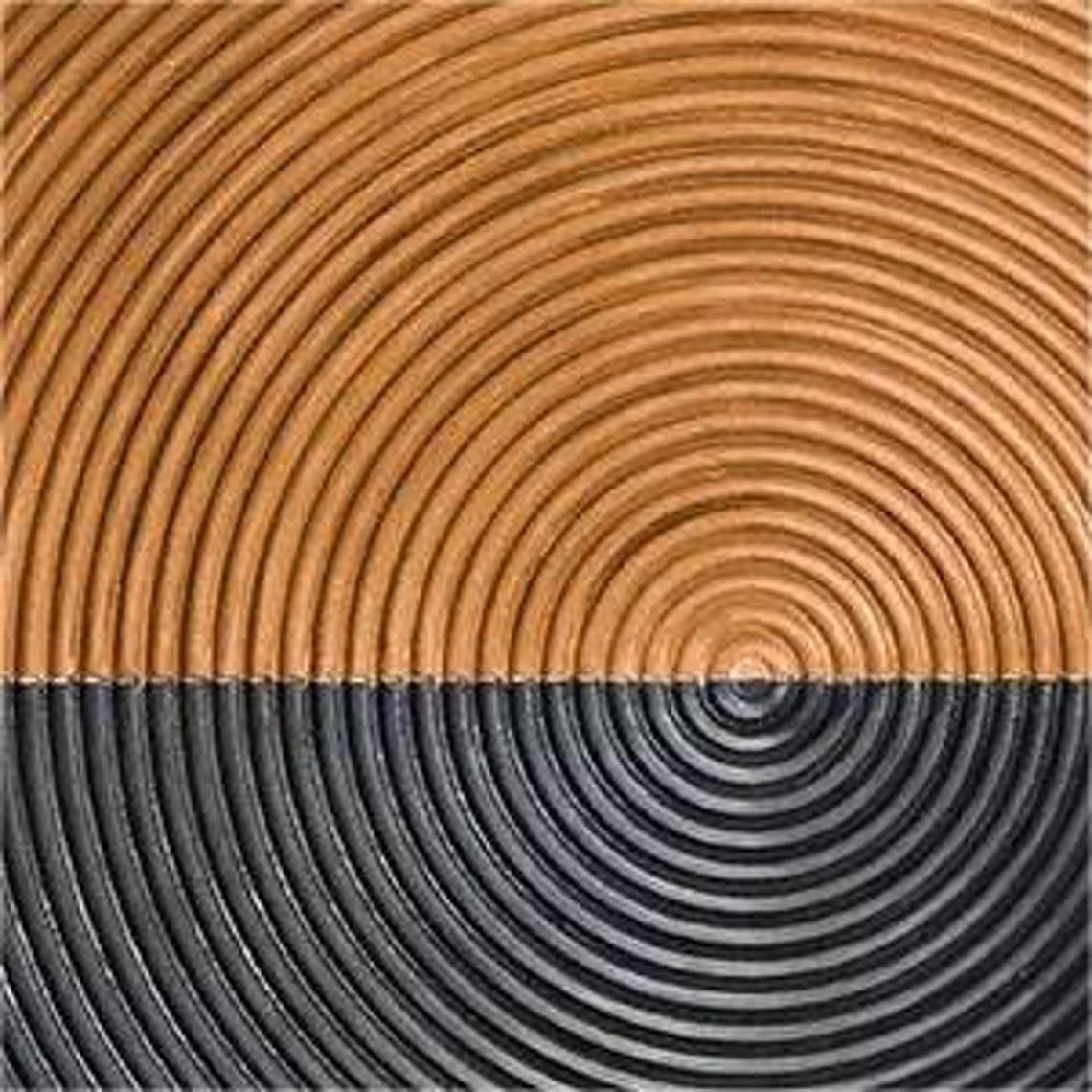 Binary Circles: Abstract Pattern Canvas, Two-Tone Radial Art #BGA 136