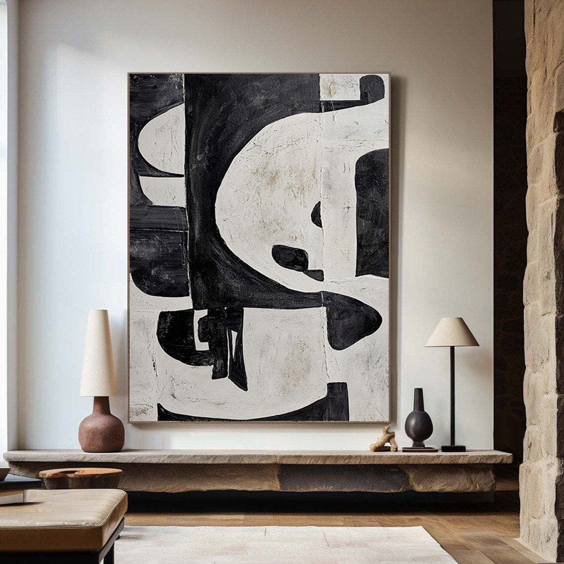 Black & White Abstract Painting #LL 012
