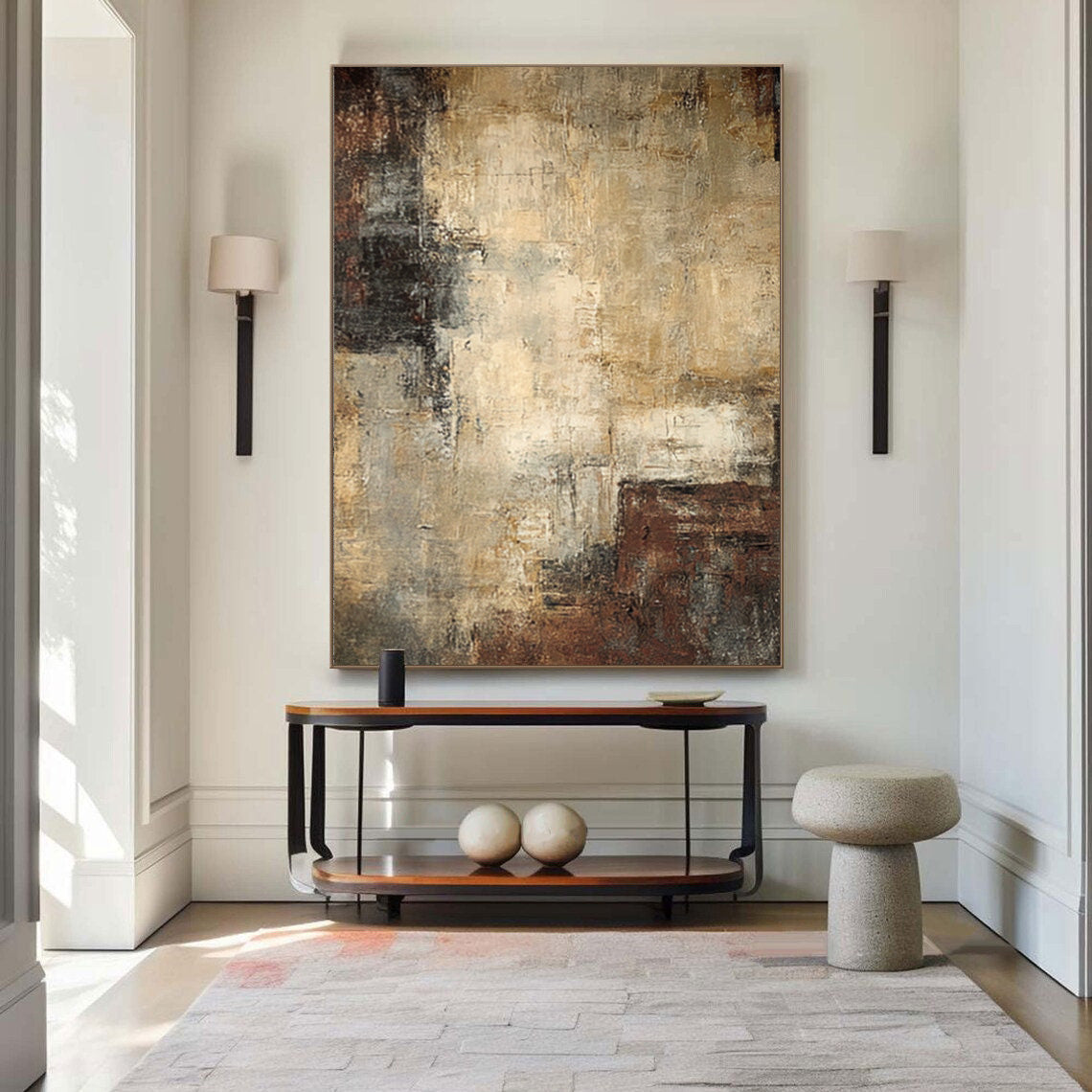 Large Textured Abstract Earth Tones Modern Wall Art #WG 046
