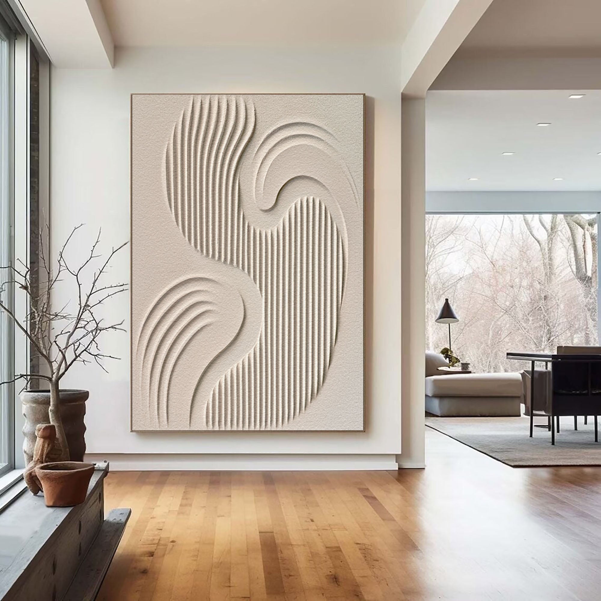 Modern Minimalist Textured Oil Painting Elegant Living Room Decor #BBM 010