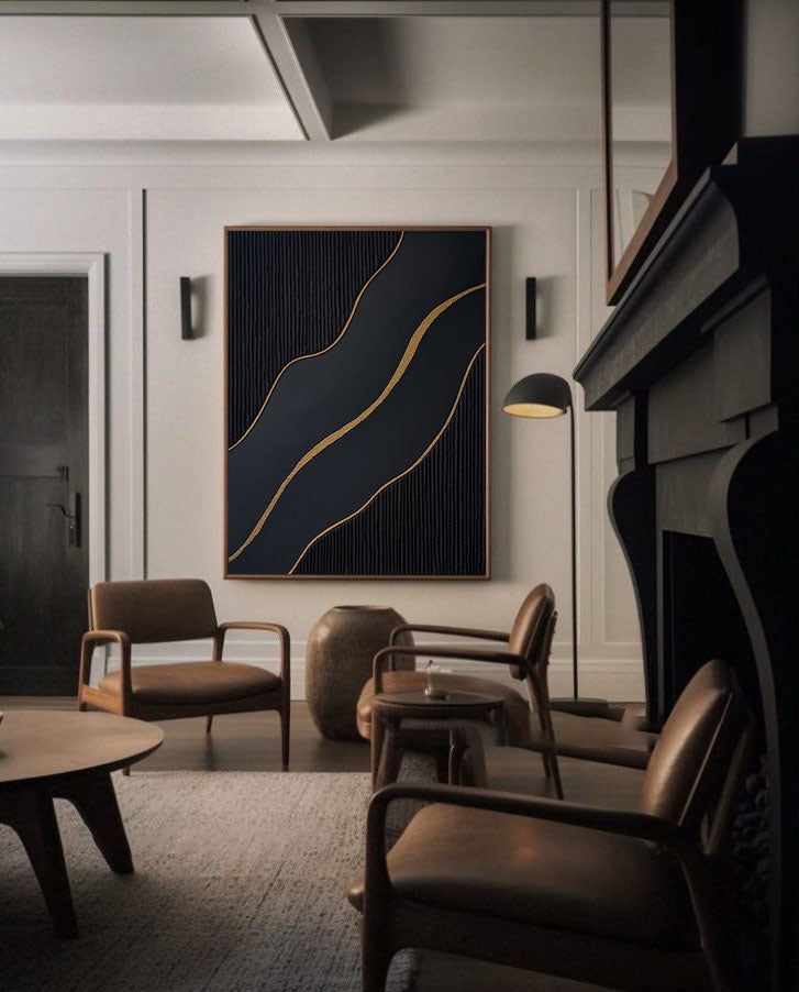 Elegant Black and Gold Abstract Wall Art for Modern Interiors #BM 041