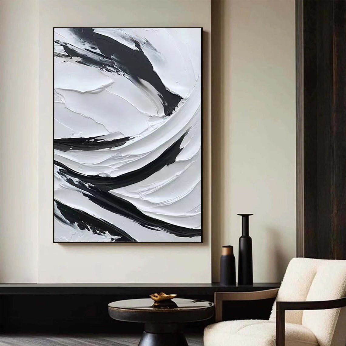 Black & White Abstract Painting #CXA 035