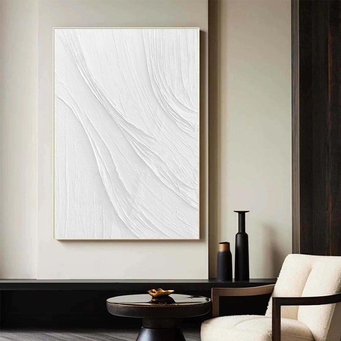 White Minimalist Abstract Painting #CXA 036