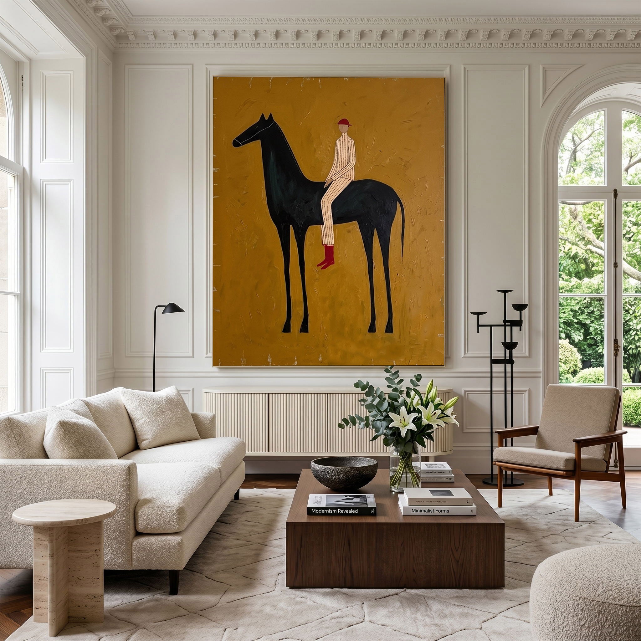 Large Cowboy Horse Wall Art Contemporary Western Minimalist Painting