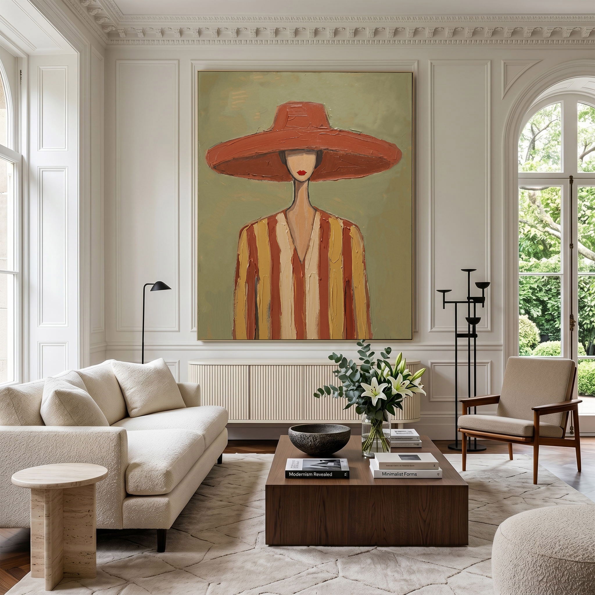 Large Vintage Americana Cowboy Woman Wall Art Western Fashion Portrait Oil Painting Rustic Contemporary Decor