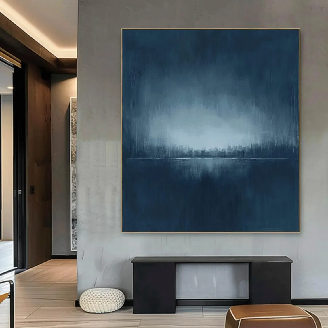 Nocturne City: Modern Blue Abstract, Evocative Urban Landscape #BGA 111