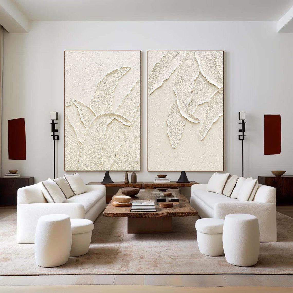 Beige Minimalist Abstract  Painting SET OF 2 #AVG 035