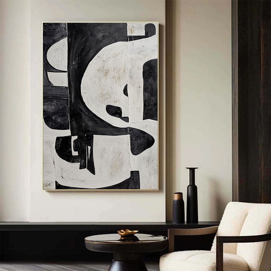 Black & White Abstract Painting #LL 012