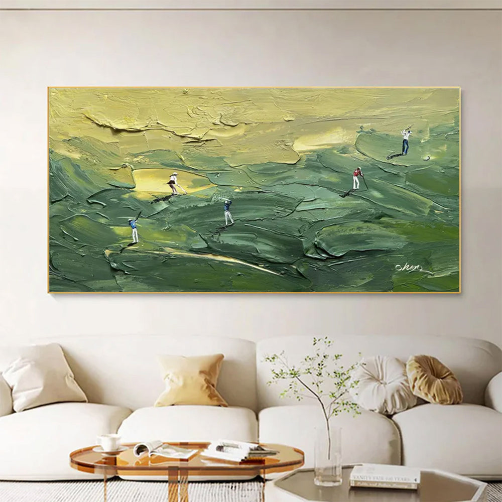 Large Textured Golf Course Painting Modern Wall Art