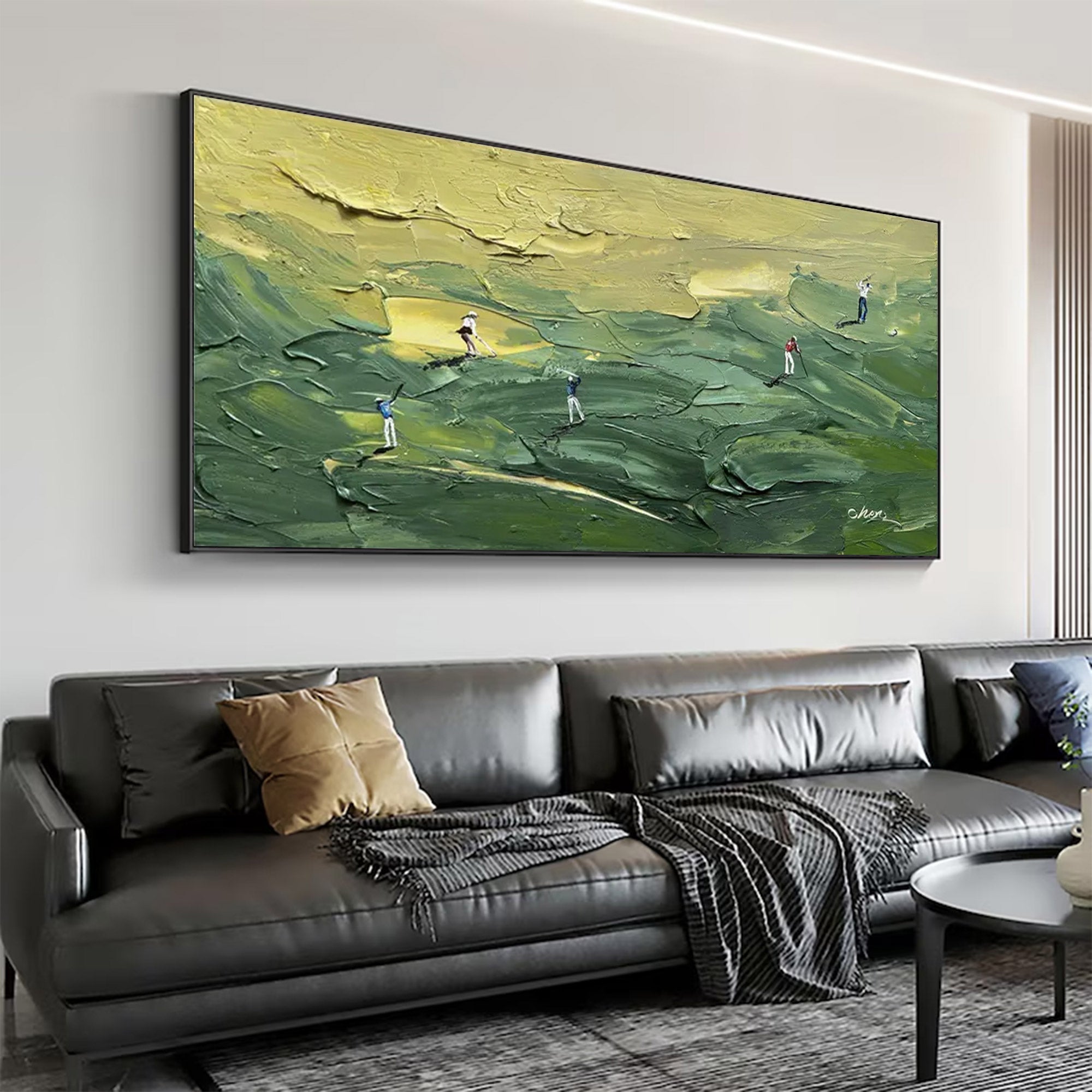 Large Modern Textured Golf Course Art | ArtvistaGallery  #WGA 034