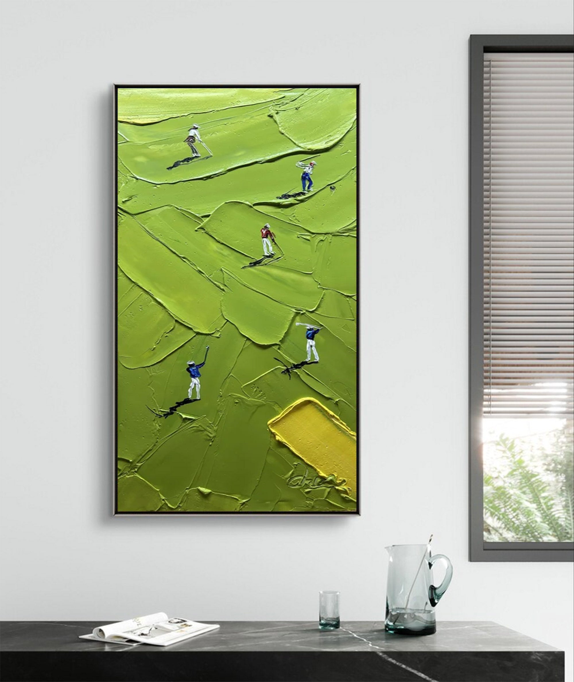 Large Abstract Impasto Golfers Art | ArtvistaGallery  #WGA 022