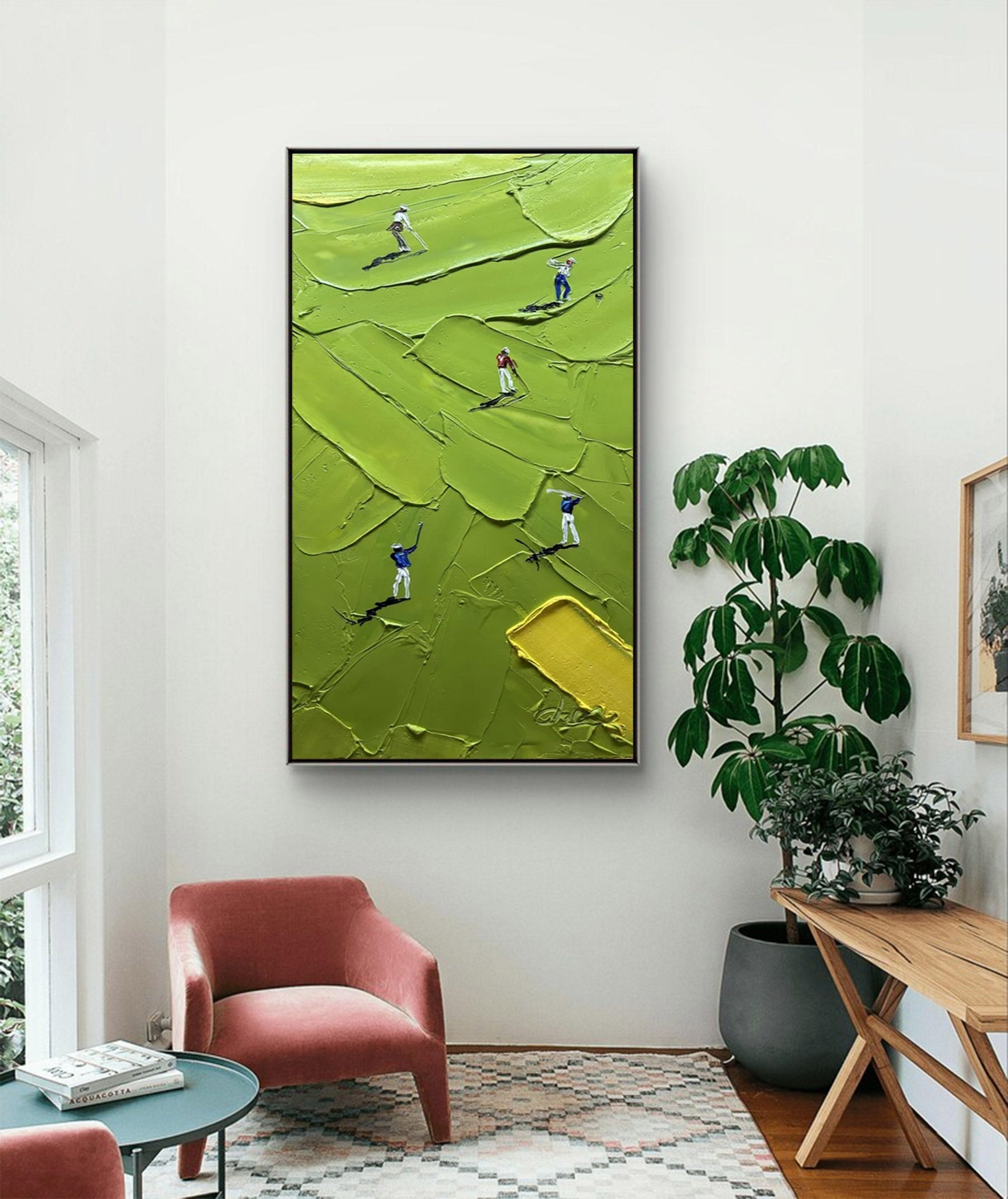 Large Abstract Impasto Golfers Art | ArtvistaGallery  #WGA 022