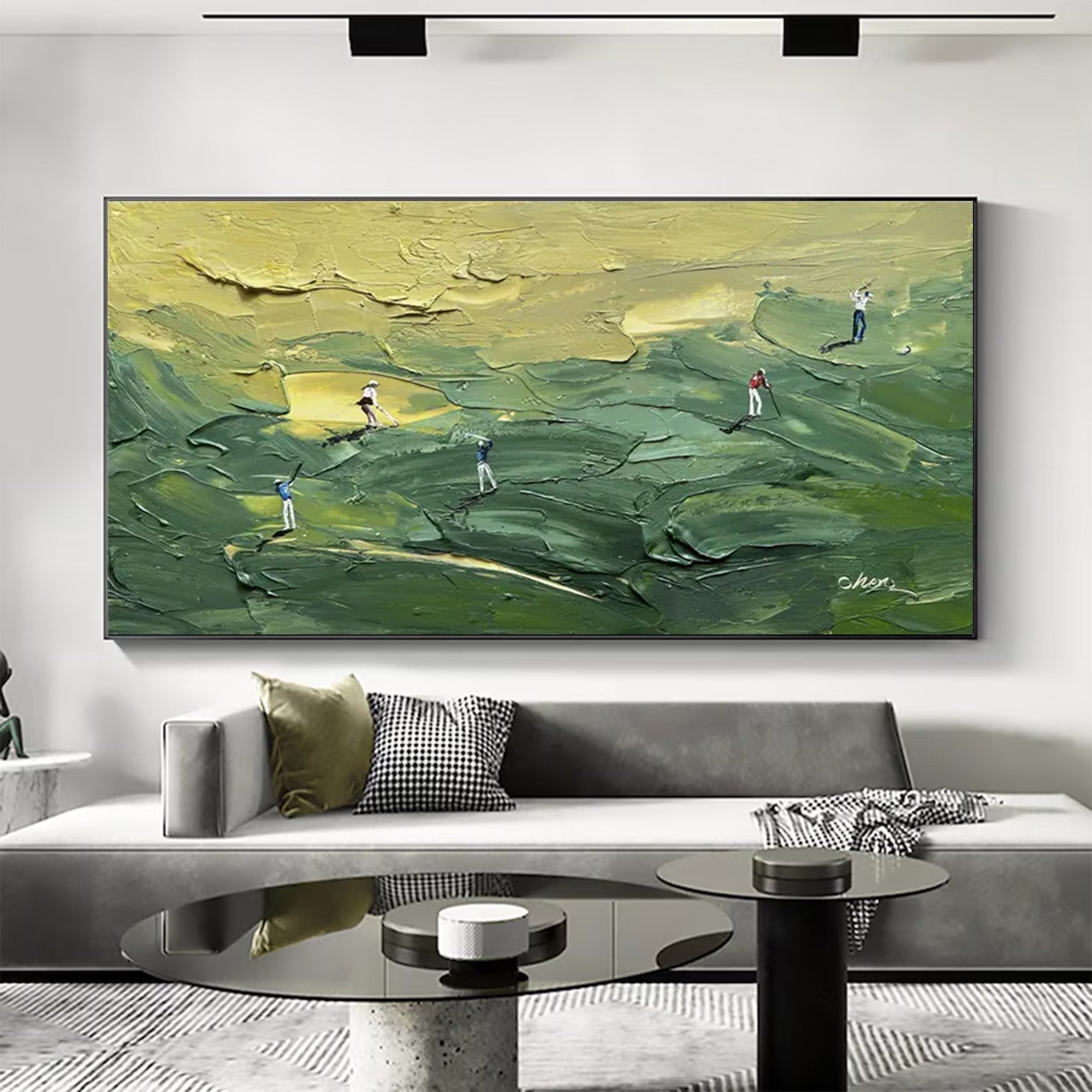 Large Modern Textured Golf Course Art | ArtvistaGallery  #WGA 034