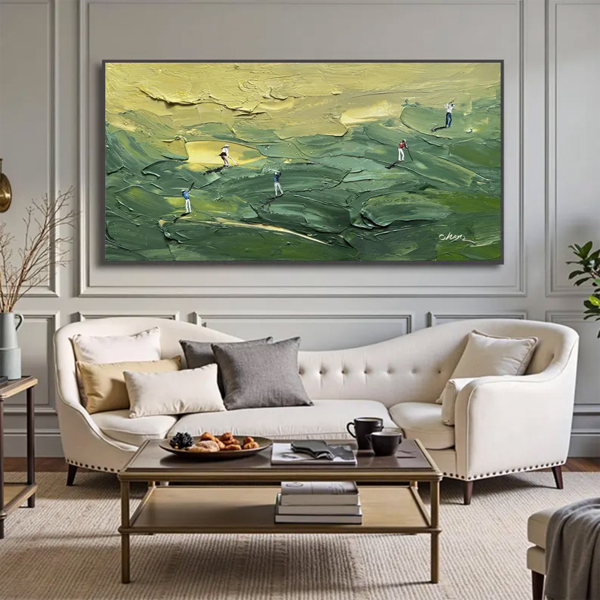 Large Modern Textured Golf Course Art | ArtvistaGallery  #WGA 034