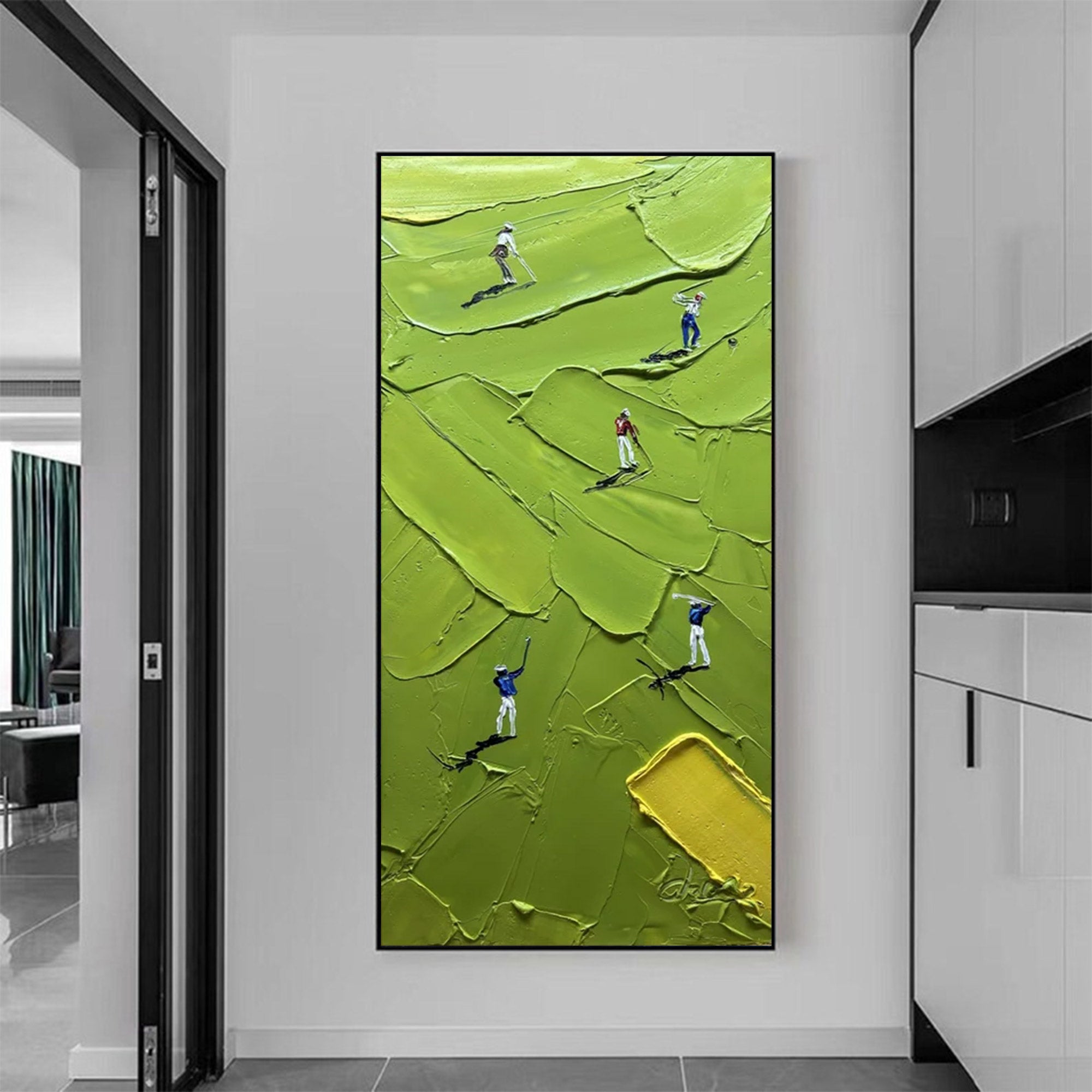 Large Abstract Impasto Golfers Art | ArtvistaGallery  #WGA 022
