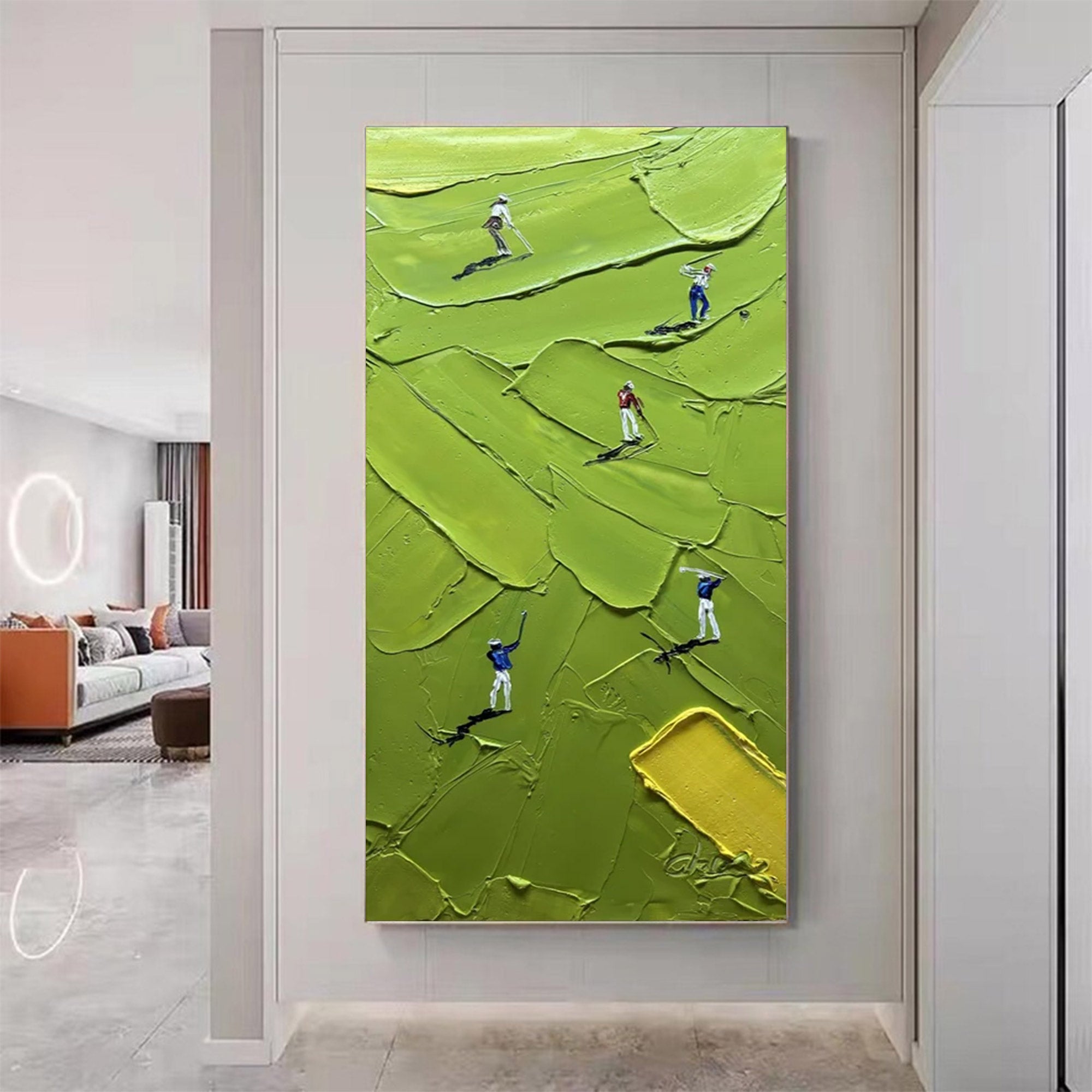Large Abstract Impasto Golfers Art | ArtvistaGallery  #WGA 022
