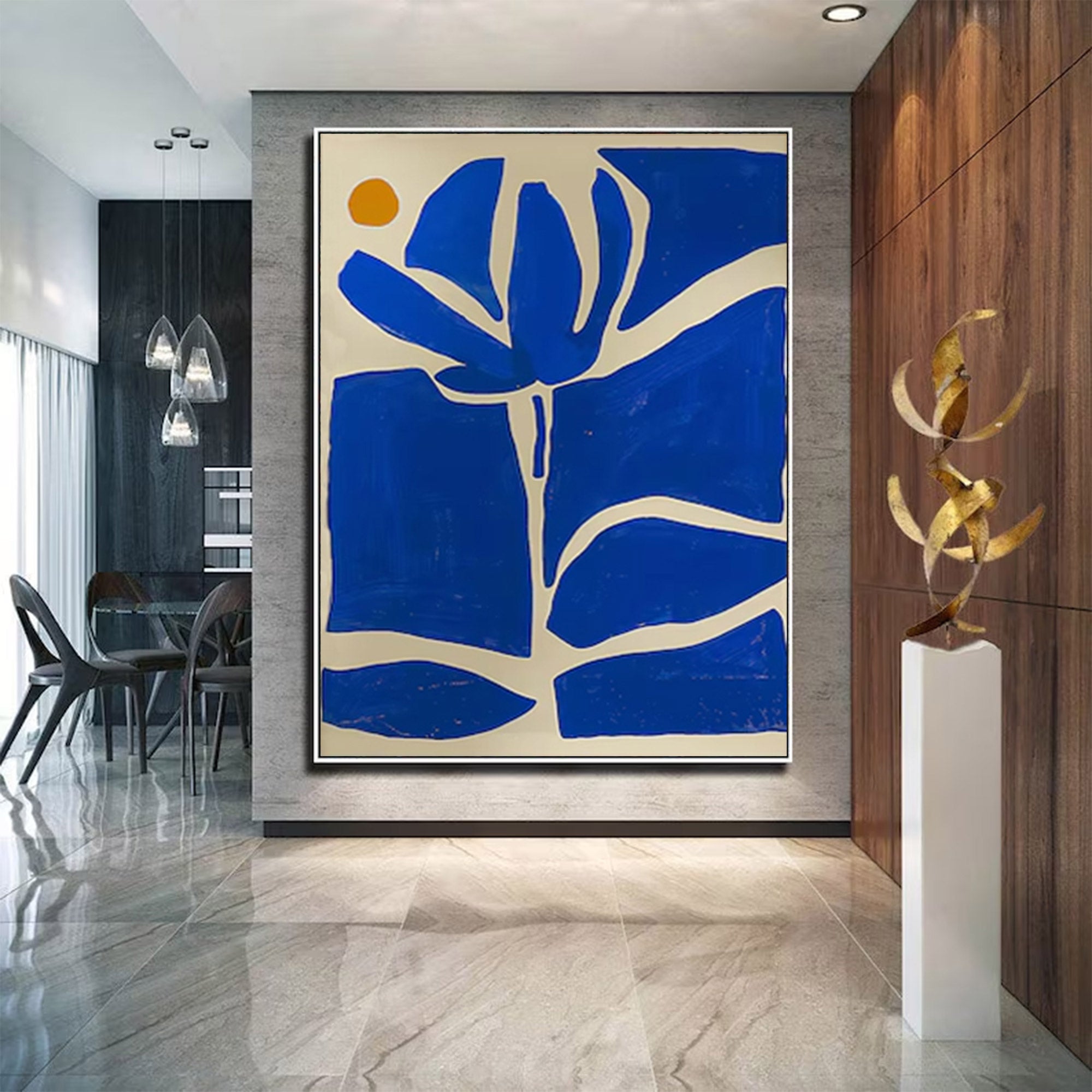 Blue Abstract Floral Cutout Painting | ArtvistaGallery  #WG 096