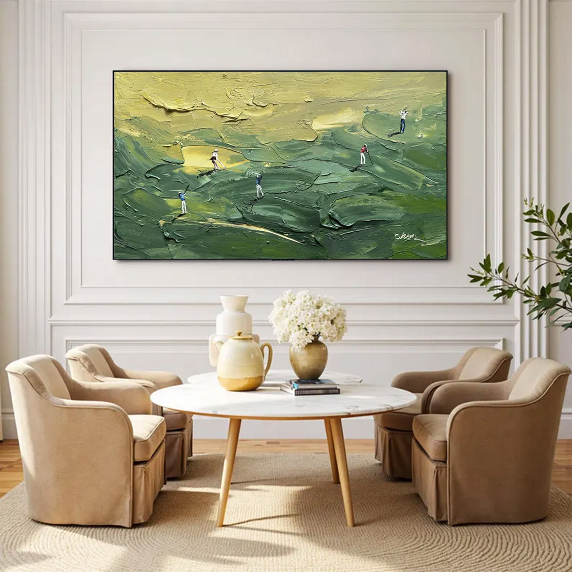 Large Modern Textured Golf Course Art | ArtvistaGallery  #WGA 034