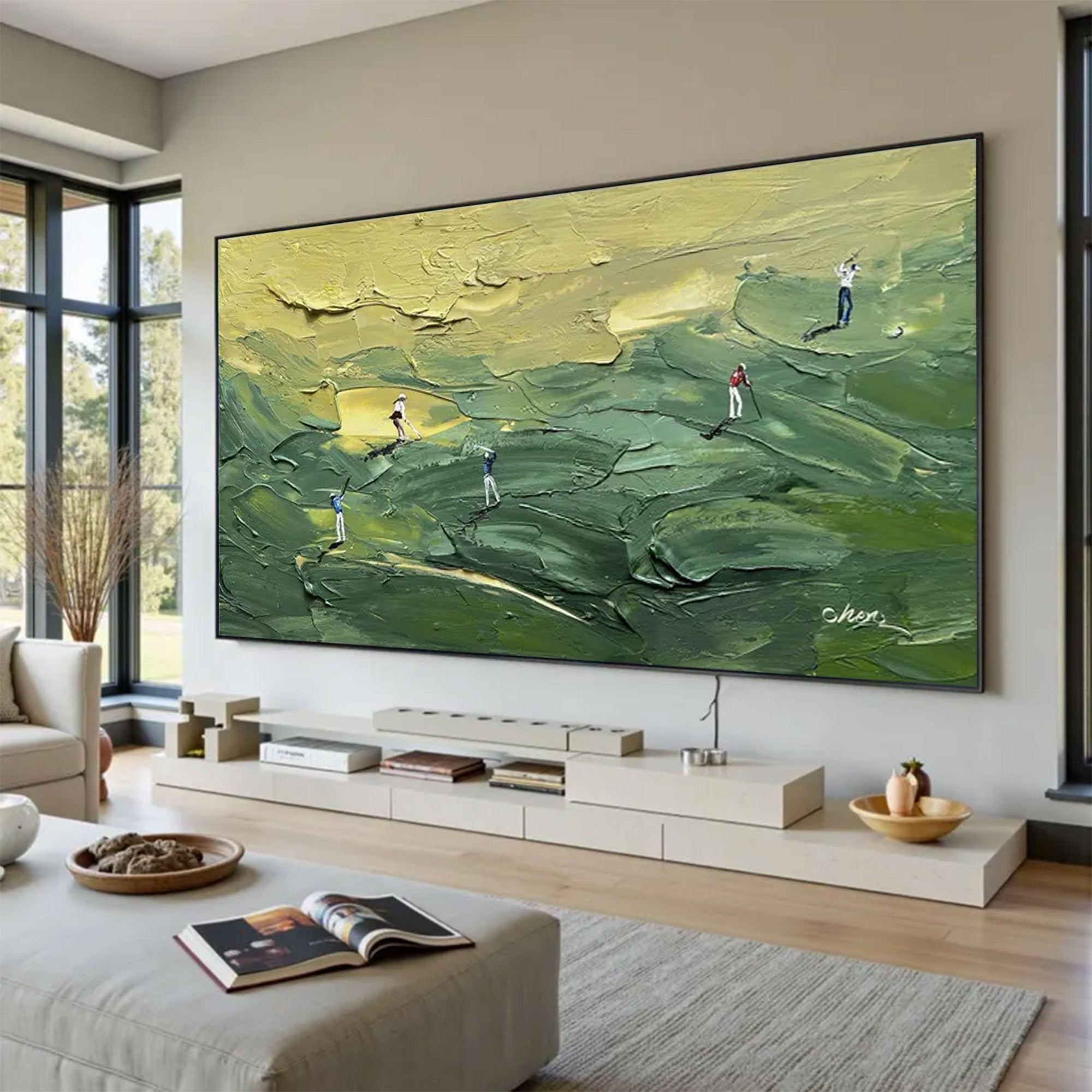 Large Modern Textured Golf Course Art | ArtvistaGallery  #WGA 034