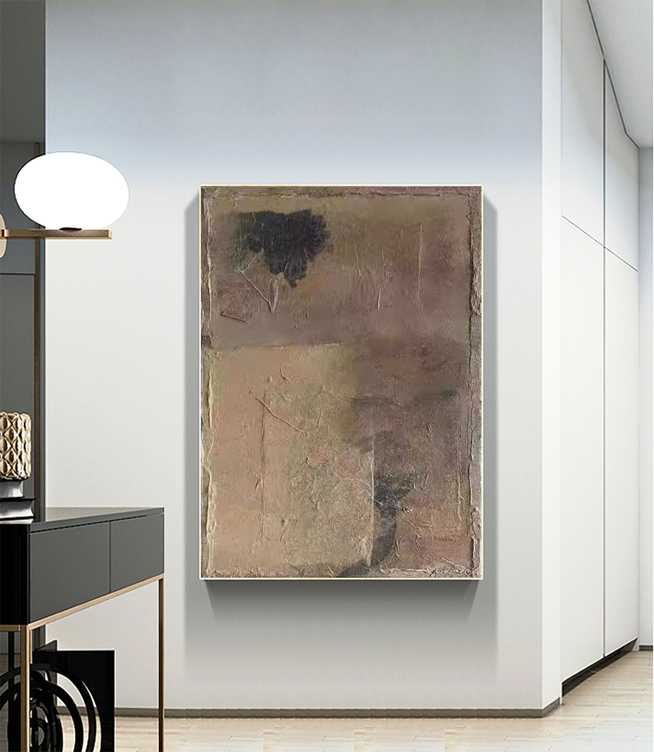 Beige & Brown Abstract Painting #LL 015